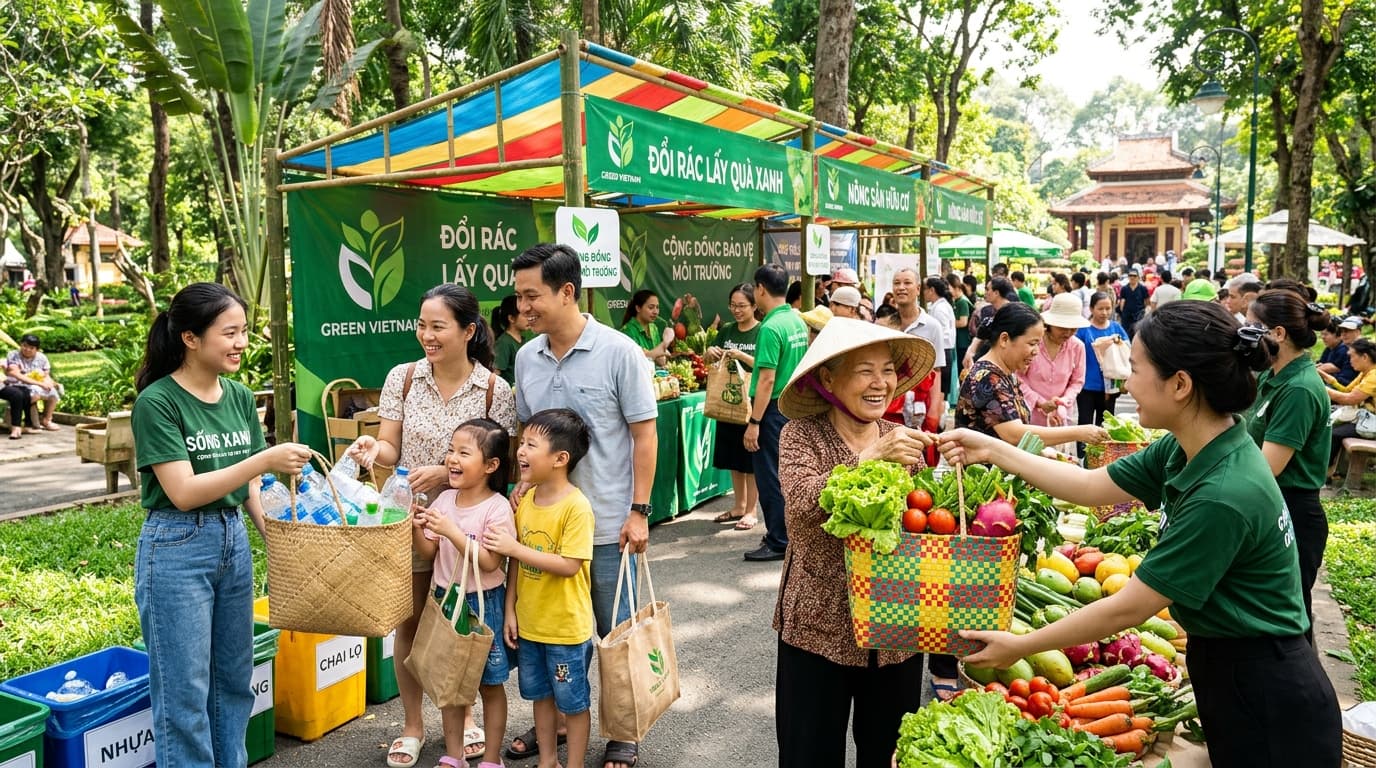 Ngày Hội Thu Gom Rác Thải Nhựa - Đổi Nông Sản Hữu Cơ Green24H
