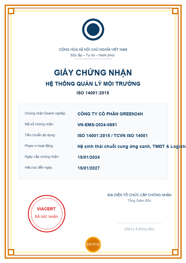Chứng nhận ISO 14001:2015 Quản lý môi trường