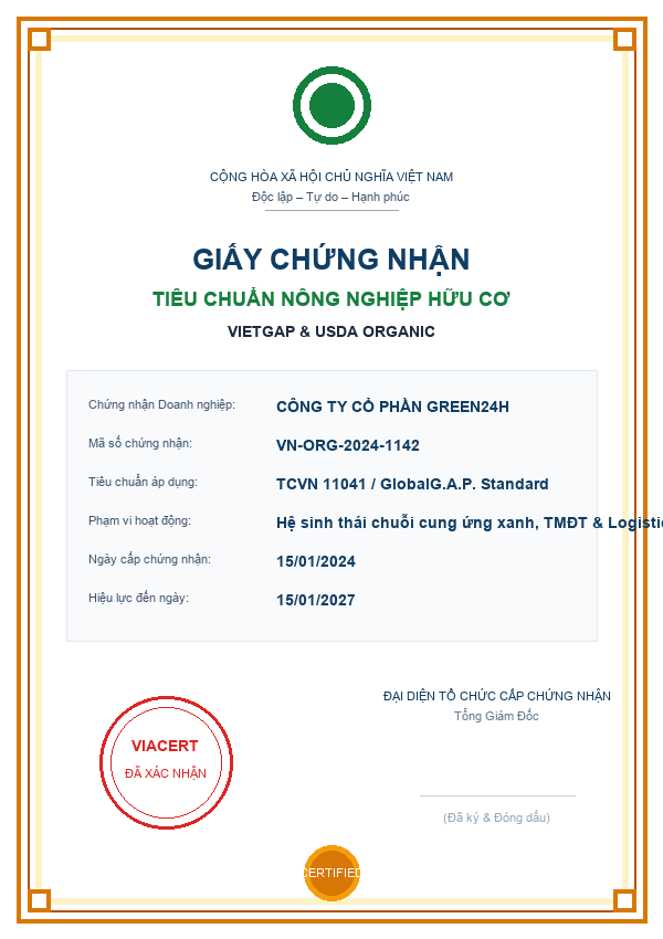 Chứng nhận Tiêu chuẩn Nông nghiệp Hữu cơ
